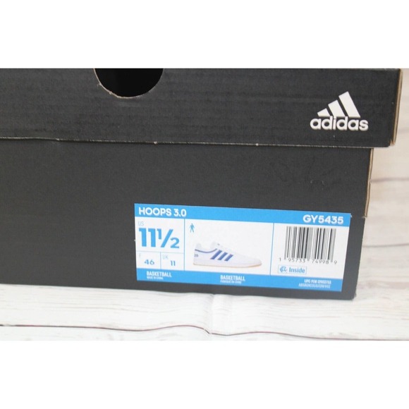 adidas Hoops 3.0 White Blue Gum Men Casual Lifestyle Shoes GY5435 Size 11.5 - Picture 8 of 12